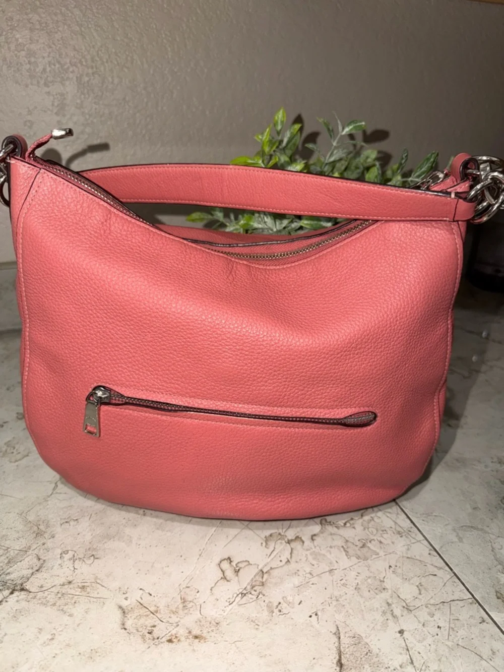 Coach Coral Pink Pebbled Leather Hobo Bag